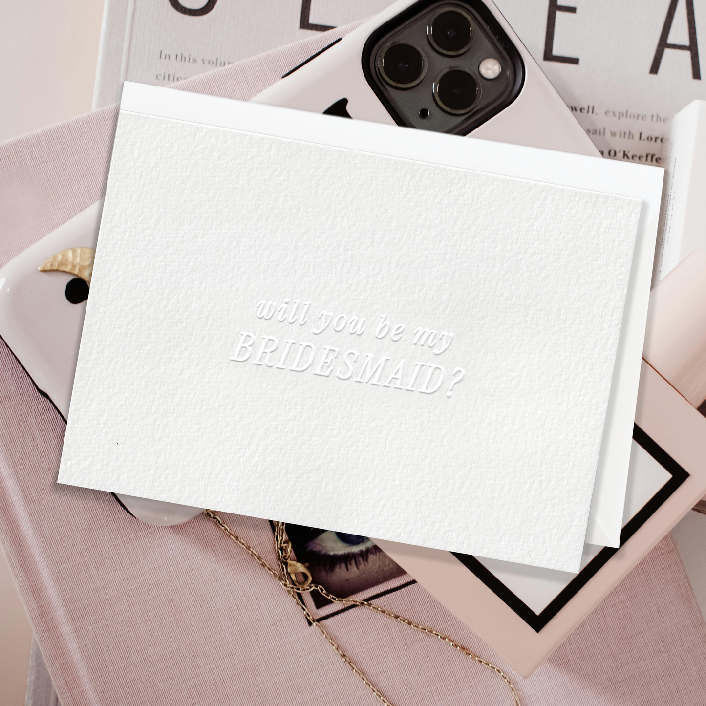 Embossed Bridesmaid Card