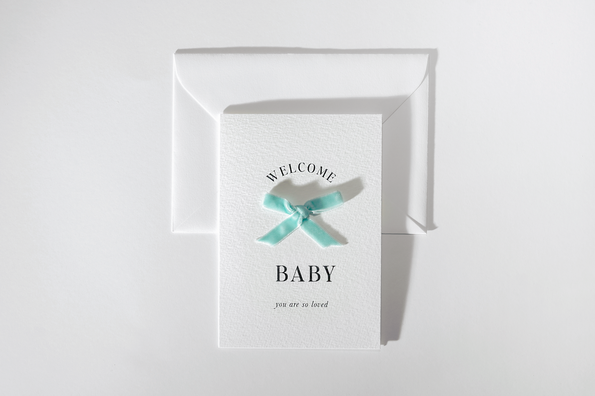 Welcome baby card with ribbon detail