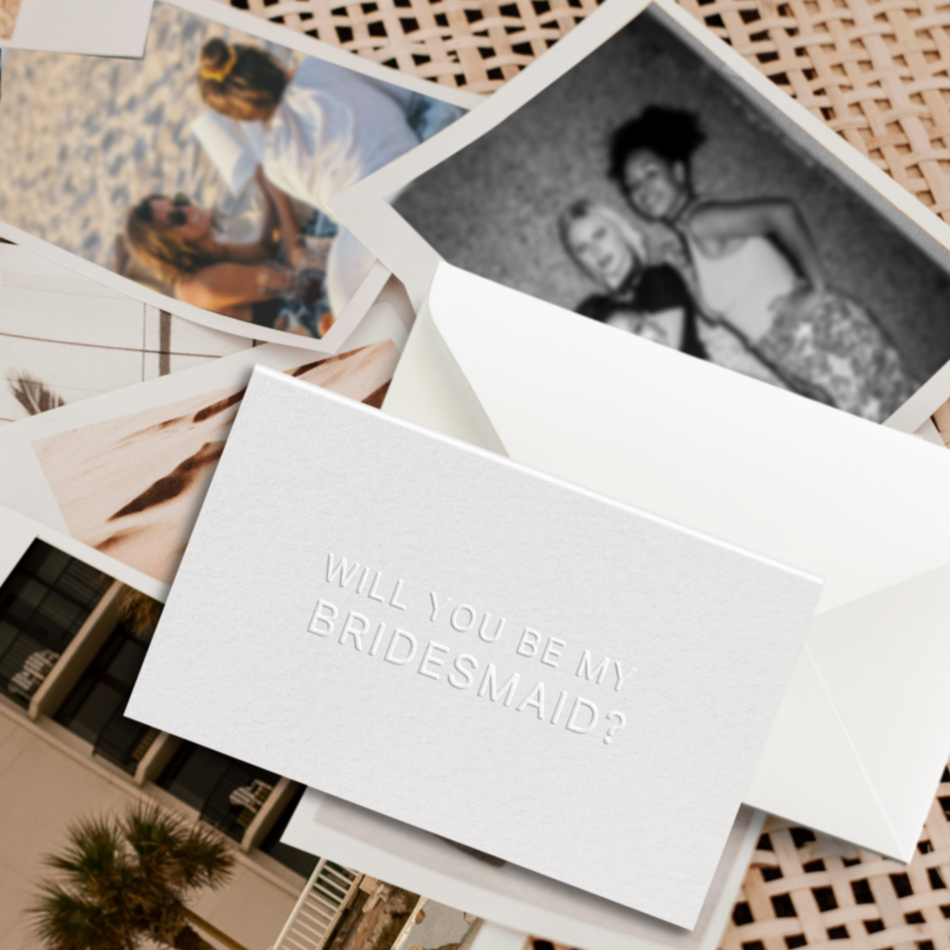 Embossed Bridesmaid Card Modern Style