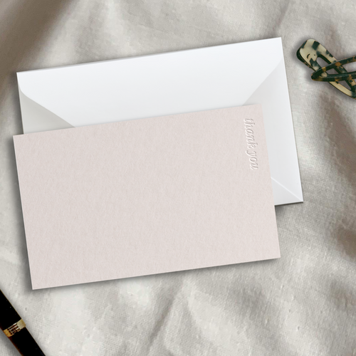 Blind Letterpress Thank You Note Cards set of 5 with envelopes