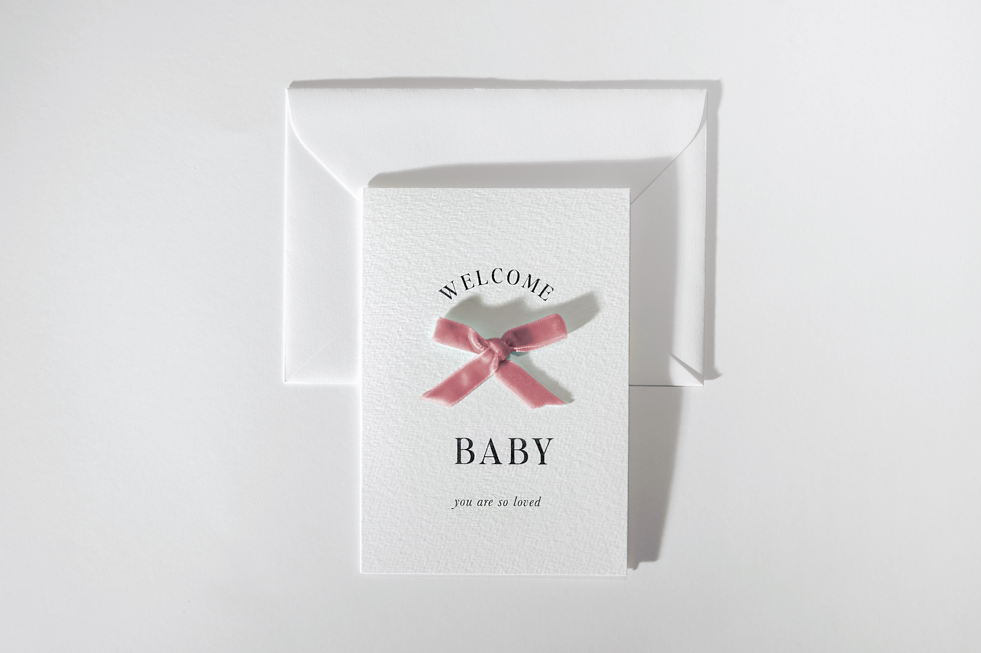 Welcome baby card with ribbon detail