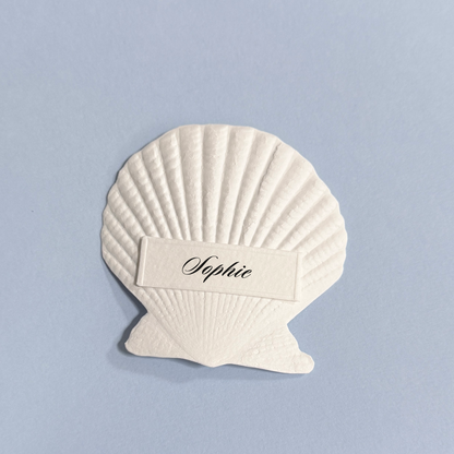 Shell Embossed Place Cards Script Font