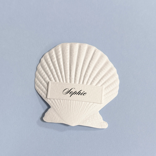 Shell Embossed Place Cards Script Font